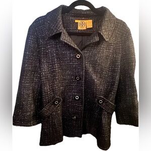 Tory Burch Metallic Tweed Button-Down Jacket - Size 12